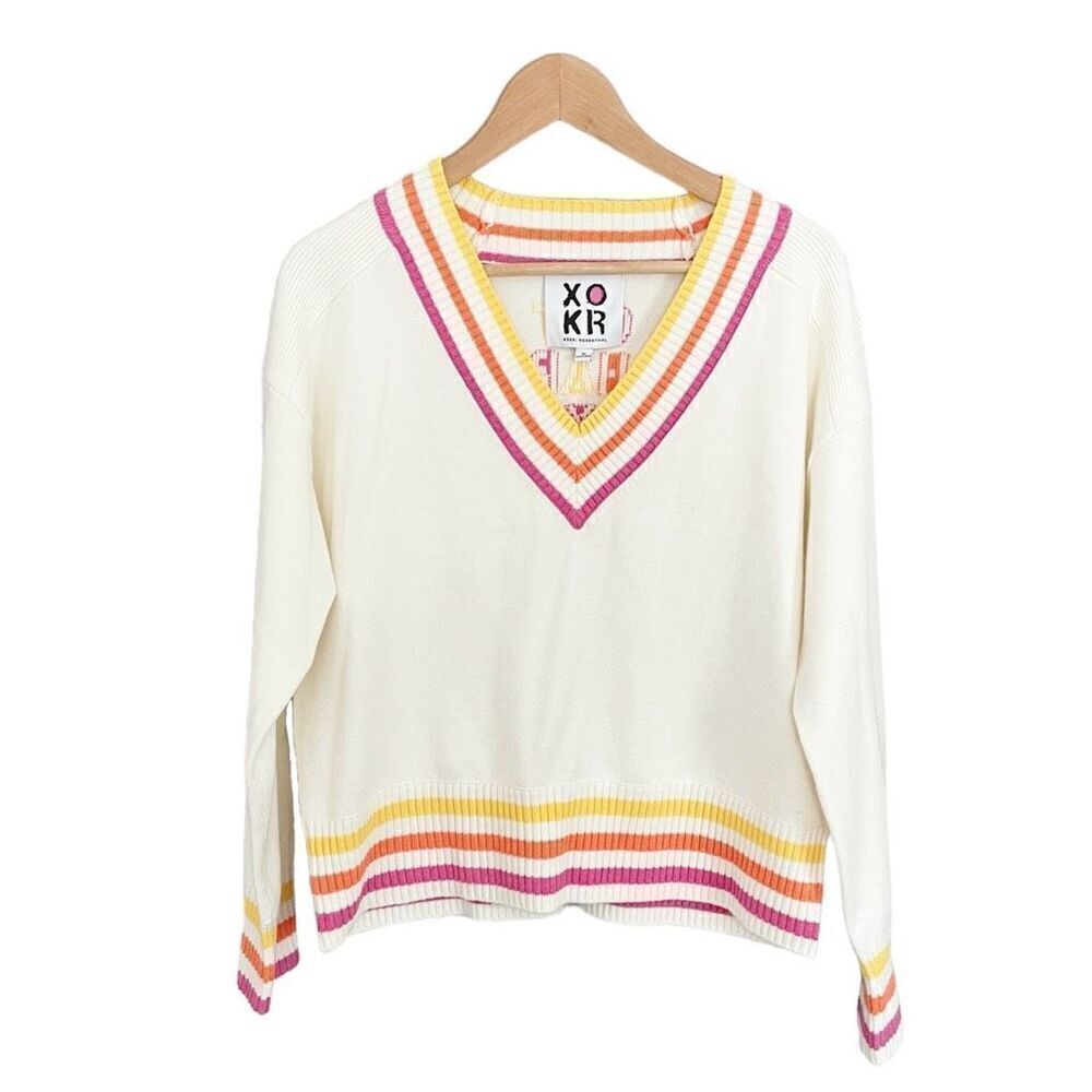 XOKR Kerri Rosenthal Get Happy Preppy V-Neck Sweater